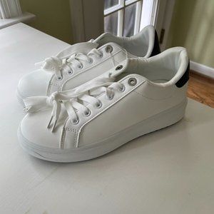 Madden Girl White Sneakers with Black Heel Accent